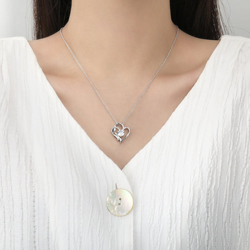Double Love Necklace With Rhinestones