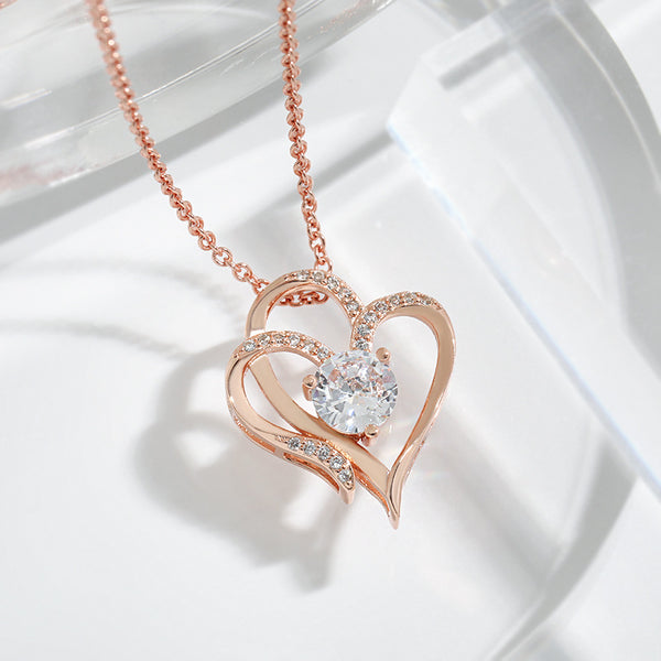 Double Love Necklace With Rhinestones