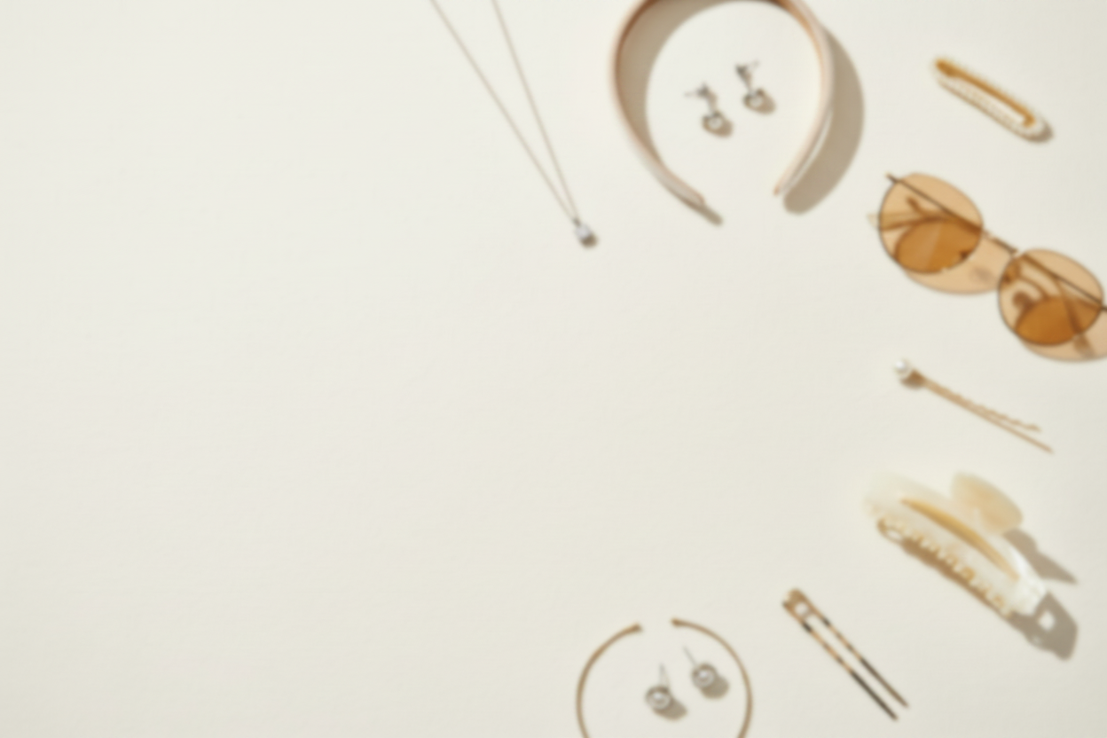 Blurred accessories flatlay